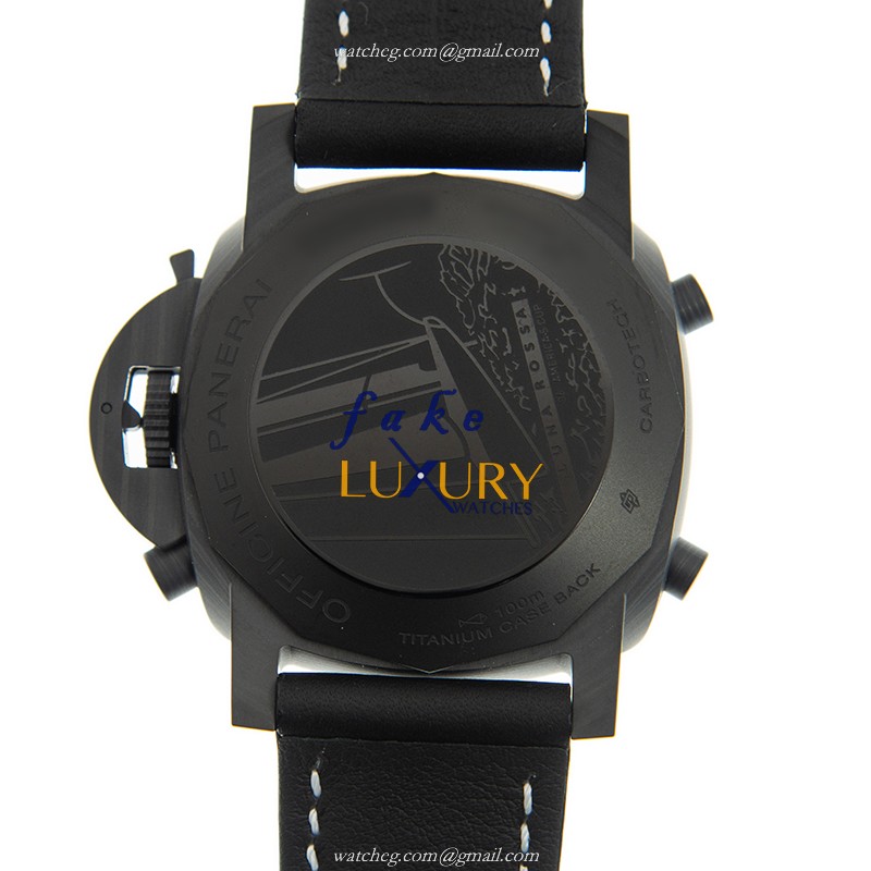 Panerai PAM01038 Luminor Automatic Carbon Fiber Black Dial Cowhide Strap Replica Watch - Image 3