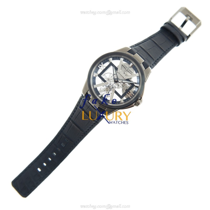 Ulysse Nardin 3713-260/03 Skeleton X Replica Watch, Manual Wind Titanium, Blue Leather Strap - Image 2