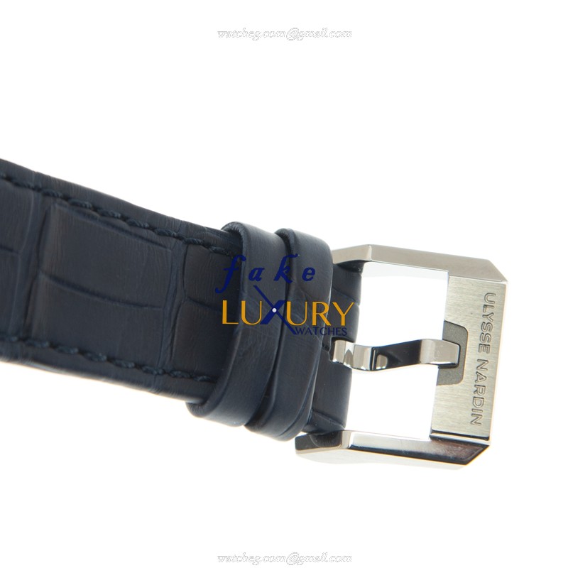 Ulysse Nardin 3713-260/03 Skeleton X Replica Watch, Manual Wind Titanium, Blue Leather Strap - Image 4