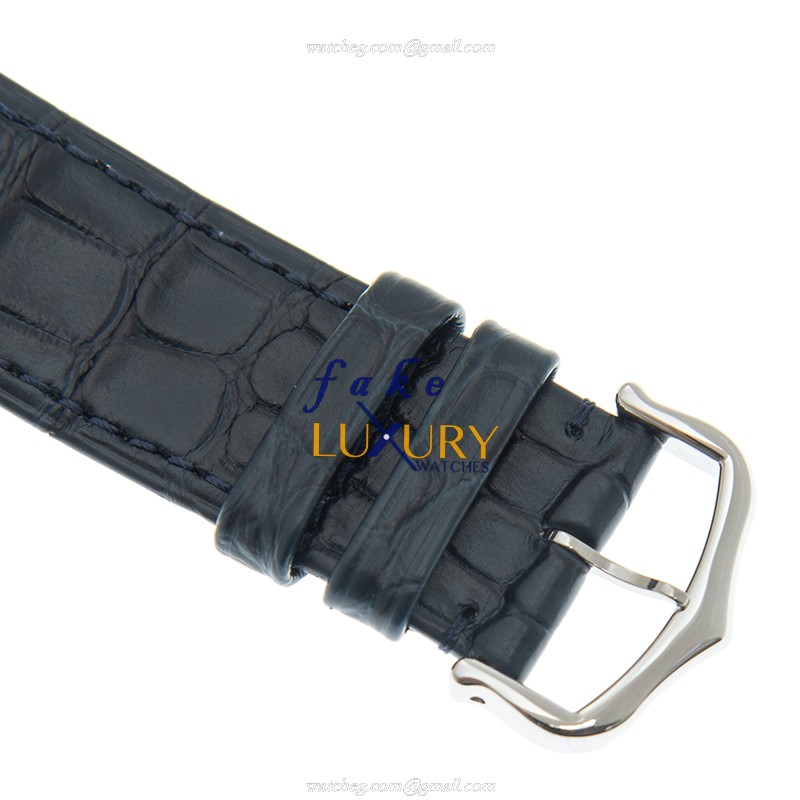 Cartier WSSA0032 SANTOS Manual Wind Steel Replica Watch, Silver Dial, Blue Alligator Strap - Image 4