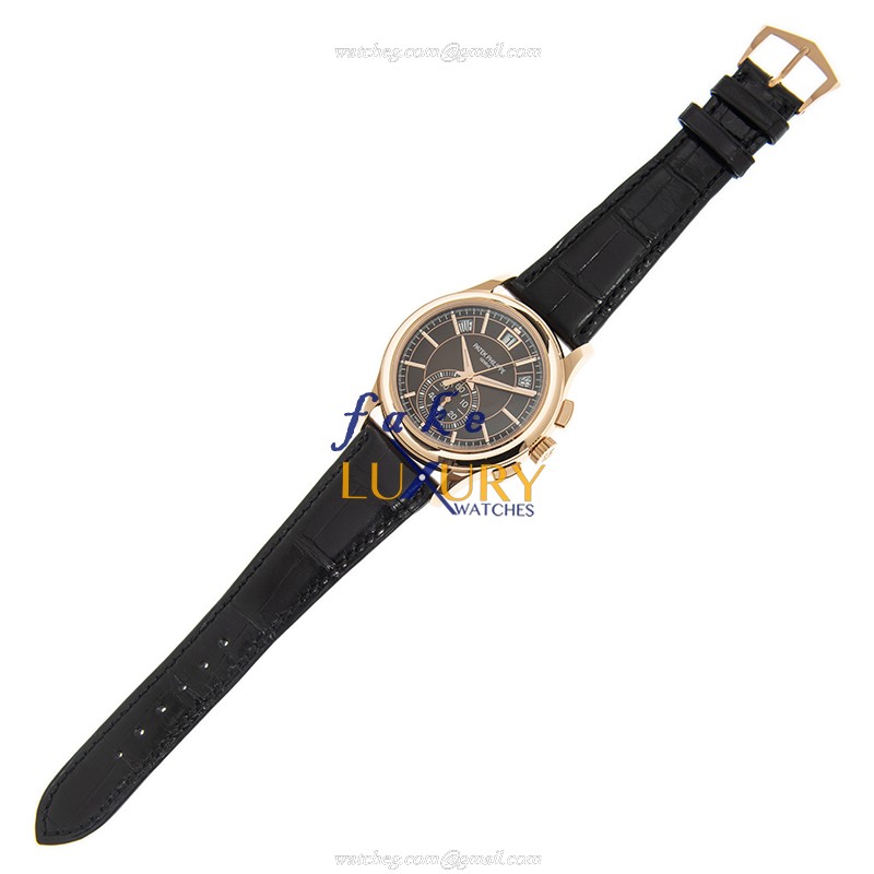 Patek Philippe 5905R-001 Replica Watch Automatic Brown Dial Rose Gold Case Alligator Strap - Image 2