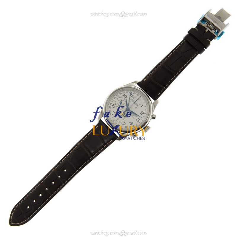 Longines L2.773.4.78.3 MASTER Replica Watch, Automatic Movement, Silver Dial, Steel Case, Brown - Image 2