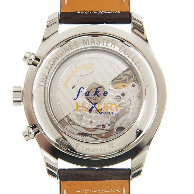 Longines L2.773.4.78.3 MASTER Replica Watch, Automatic Movement, Silver Dial, Steel Case, Brown - Image 3