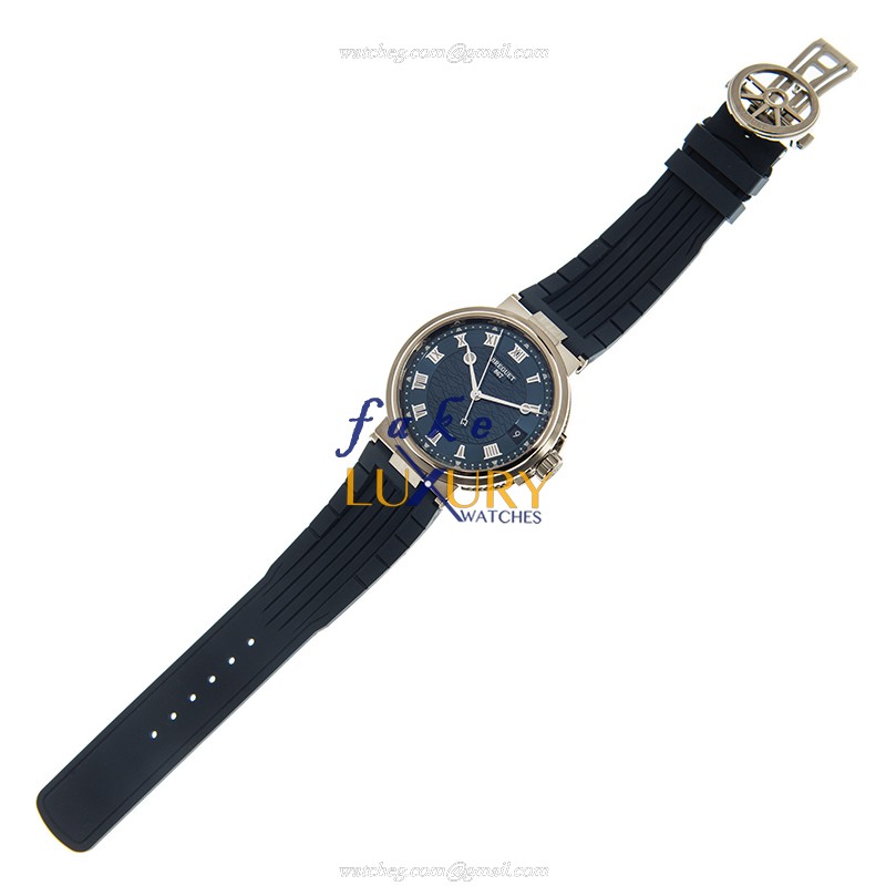 Breguet 5517BB/Y2/5ZU Replica Watch, Blue Dial, 18kt White Gold Case, Rubber Strap - Image 2