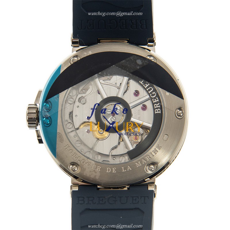 Breguet 5517BB/Y2/5ZU Replica Watch, Blue Dial, 18kt White Gold Case, Rubber Strap - Image 3