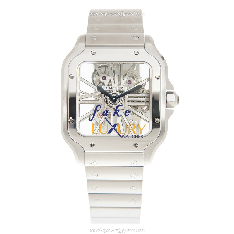 Cartier SANTOS WHSA0007 Manual Wind Replica Watch With Transparent Dial, Stainless Steel Case - Image 2