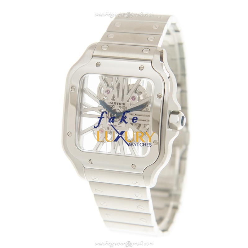 Cartier SANTOS WHSA0007 Manual Wind Replica Watch With Transparent Dial, Stainless Steel Case - Image 3
