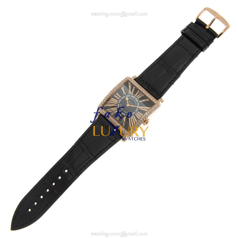 Franck Muller 6002 M QZ REL D 5N-BK Master Square Quartz 18kt Rose Gold & Diamonds Black Dial - Image 2