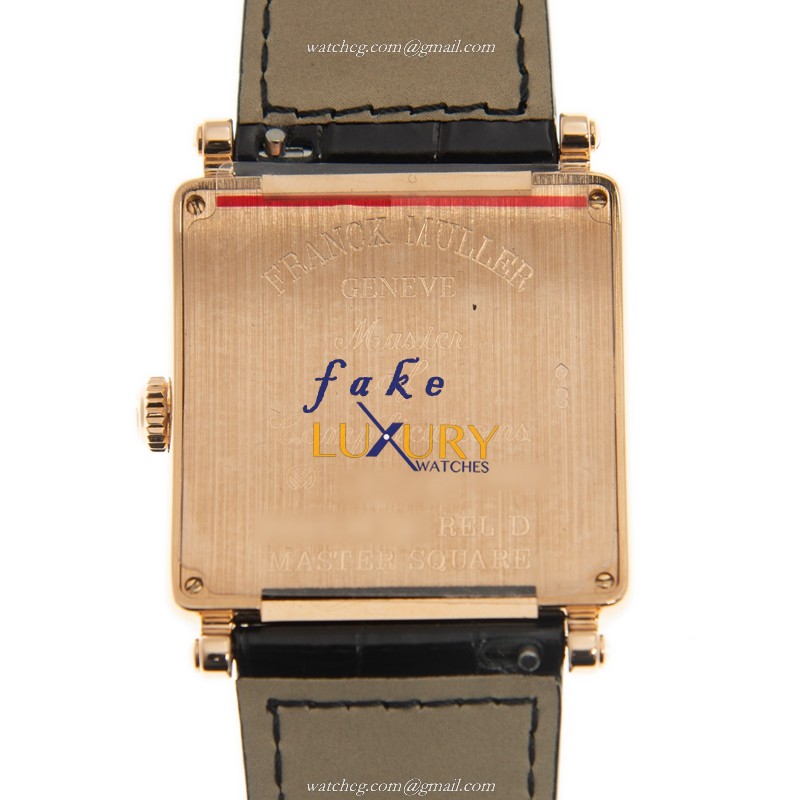 Franck Muller 6002 M QZ REL D 5N-BK Master Square Quartz 18kt Rose Gold & Diamonds Black Dial - Image 3