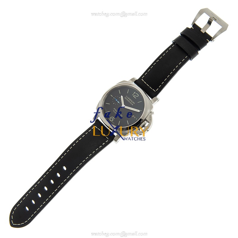 Panerai PAM02392 LUMINOR MARINA Manual Wind 42mm Stainless Steel Replica Watch, Black Dial, Leather - Image 2