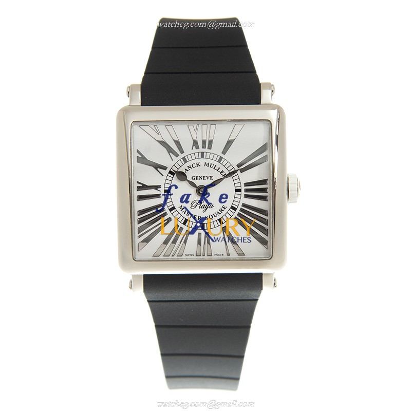Franck Muller 6002 M QZ REL R PLY AC-WT Master Square Quartz Stainless Steel Silver Dial Rubber - Image 2