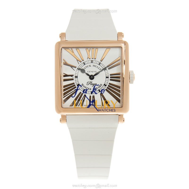Franck Muller Master Square 6002 M QZ REL R PLY 5N-WT STRAP Quartz White Dial Replica Watch - Image 2