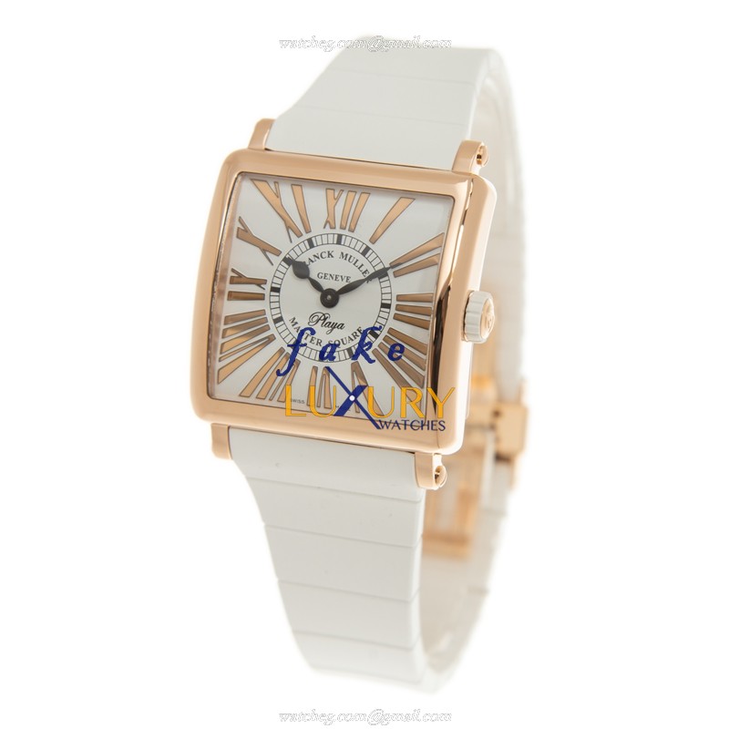 Franck Muller Master Square 6002 M QZ REL R PLY 5N-WT STRAP Quartz White Dial Replica Watch - Image 3