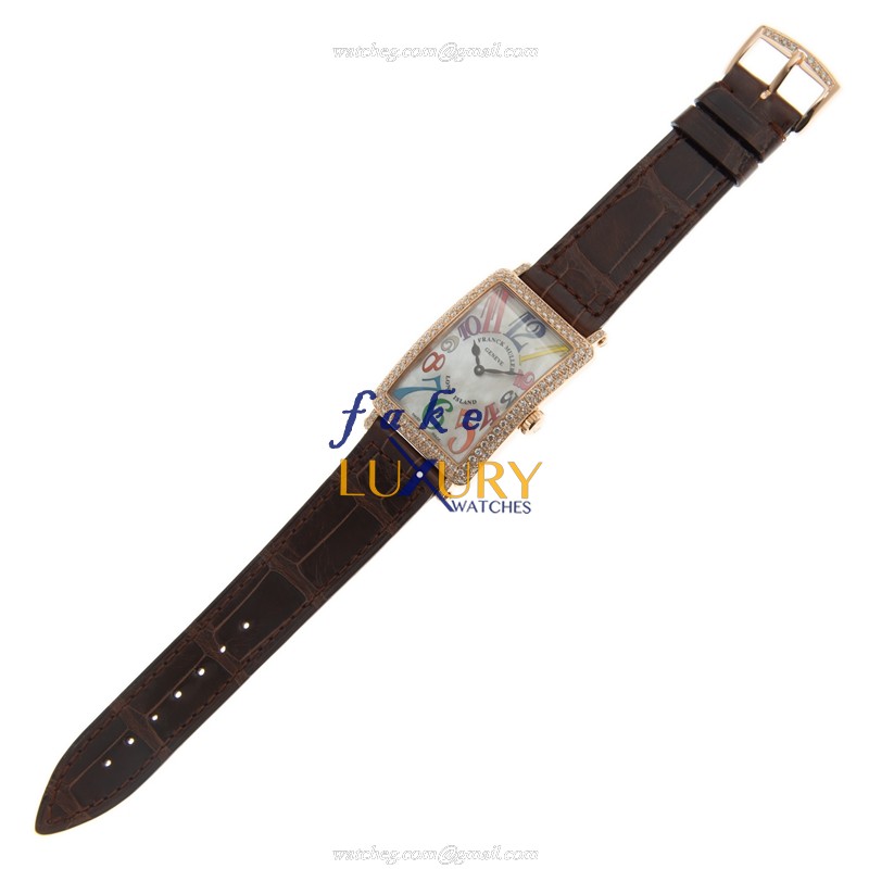 Franck Muller 952 QZ COL DRM MOP D 5N Long Island Quartz Rose Gold Diamond Replica Watch - Image 2