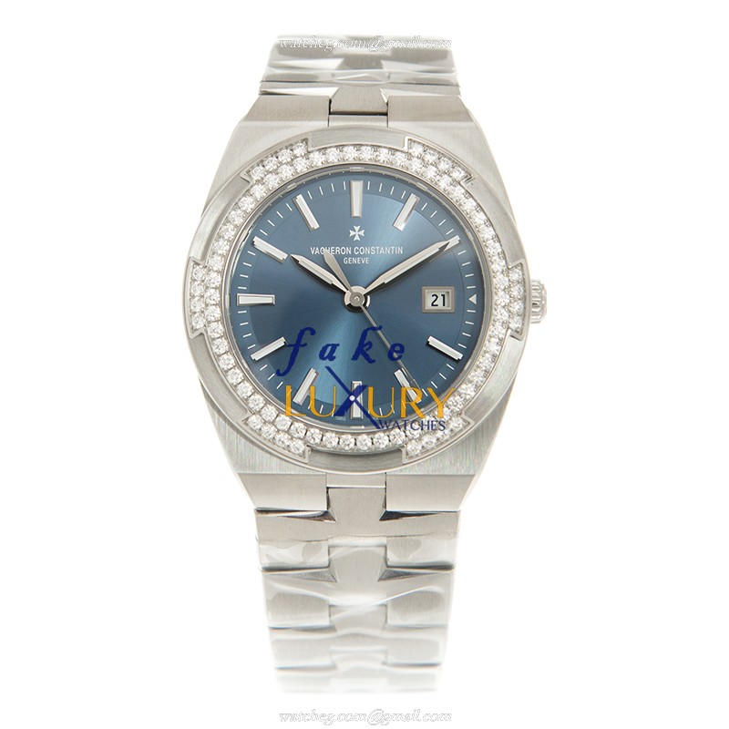 Vacheron Constantin 1205V/100A-B590 Overseas Quartz Blue Dial Stainless Steel Diamonds Replica Watch - Image 2