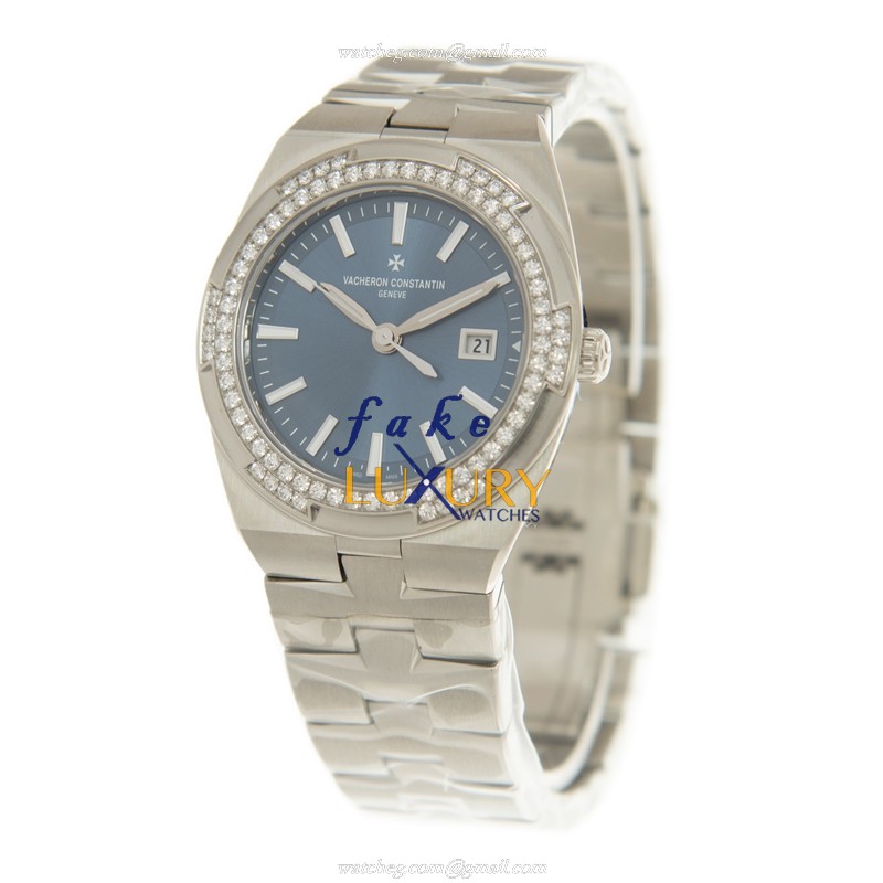 Vacheron Constantin 1205V/100A-B590 Overseas Quartz Blue Dial Stainless Steel Diamonds Replica Watch - Image 3