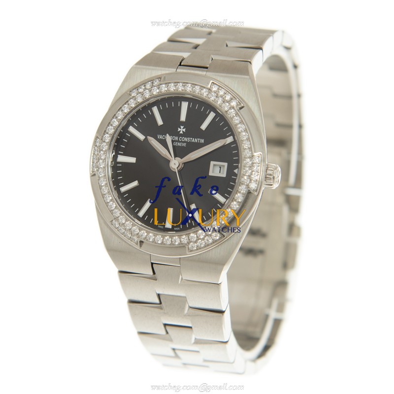 Vacheron Constantin 1205V/100A-B591 Overseas Quartz Stainless Steel Diamonds Black Dial Replica - Image 3