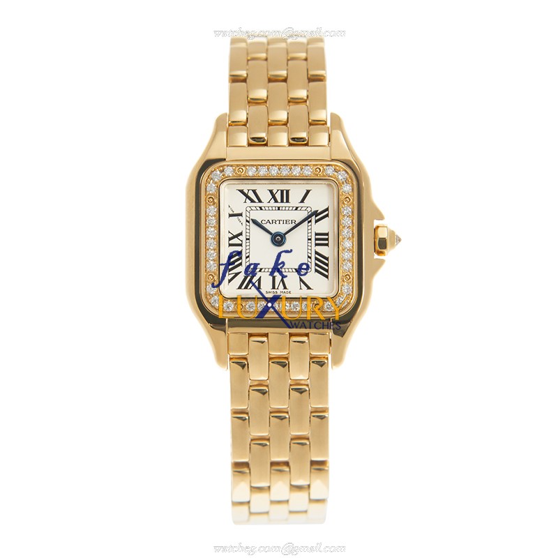 Cartier WJPN0015 PANTHeRE DE CARTIER Quartz 18kt Gold & Diamond Replica Watch, White Dial, Gold - Image 2