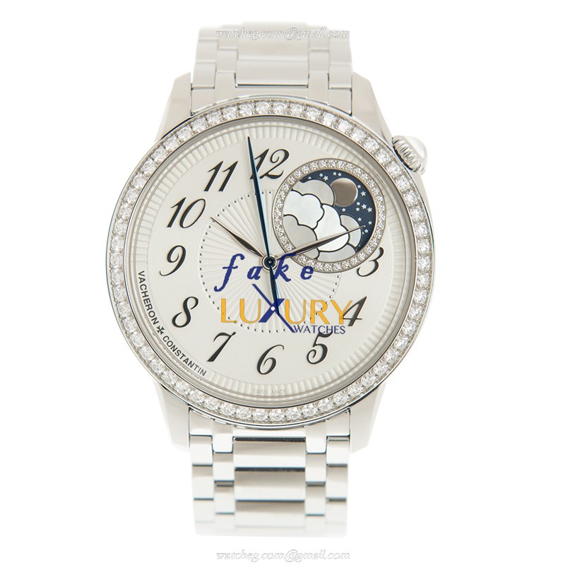 Vacheron Constantin 8005F/120A-B497 Automatic Replica Watch, White Dial, Stainless Steel & Diamonds - Image 2