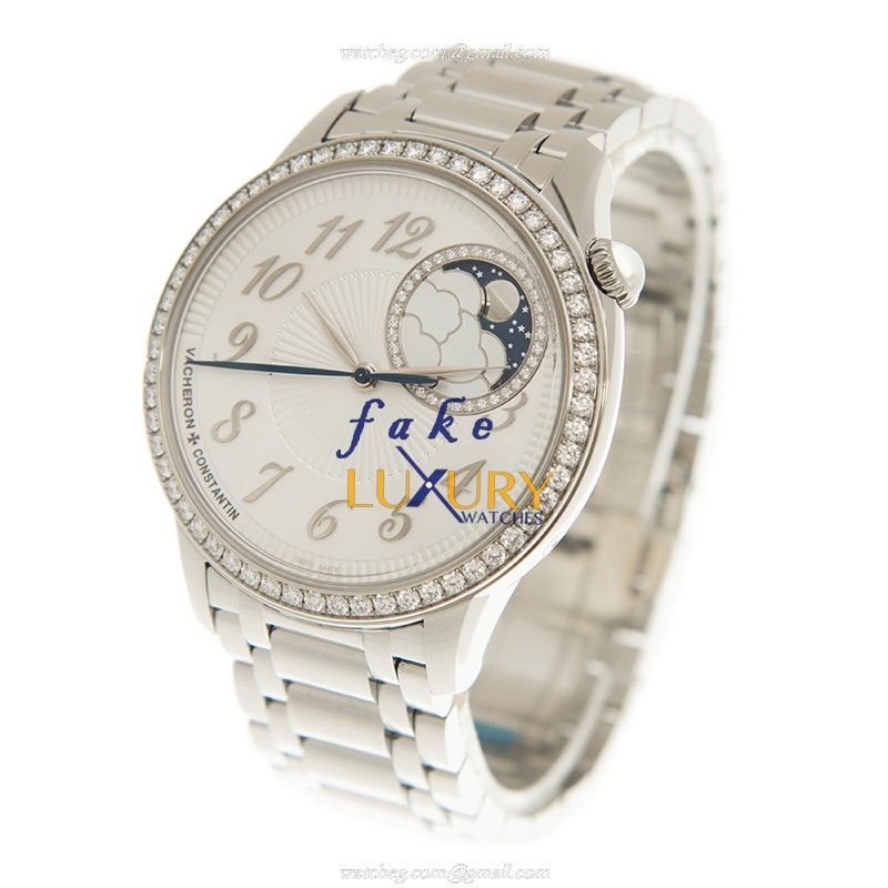 Vacheron Constantin 8005F/120A-B497 Automatic Replica Watch, White Dial, Stainless Steel & Diamonds - Image 3