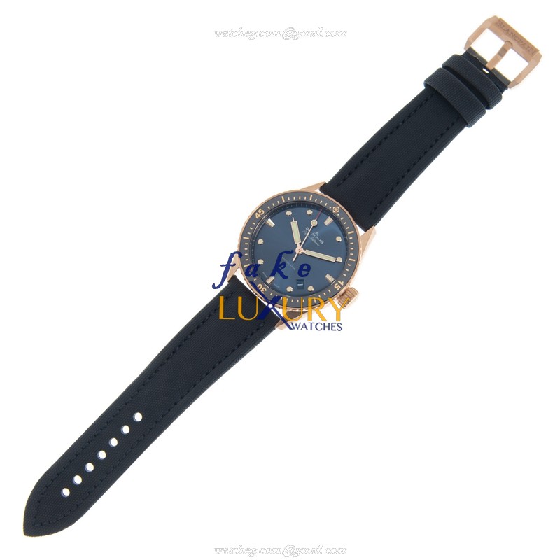Blancpain 5000-36S40-O52A Fifty Fathoms Replica Watch, Blue Dial, Rose Gold Case, Automatic - Image 2