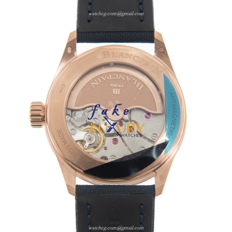 Blancpain 5000-36S40-O52A Fifty Fathoms Replica Watch, Blue Dial, Rose Gold Case, Automatic - Image 3