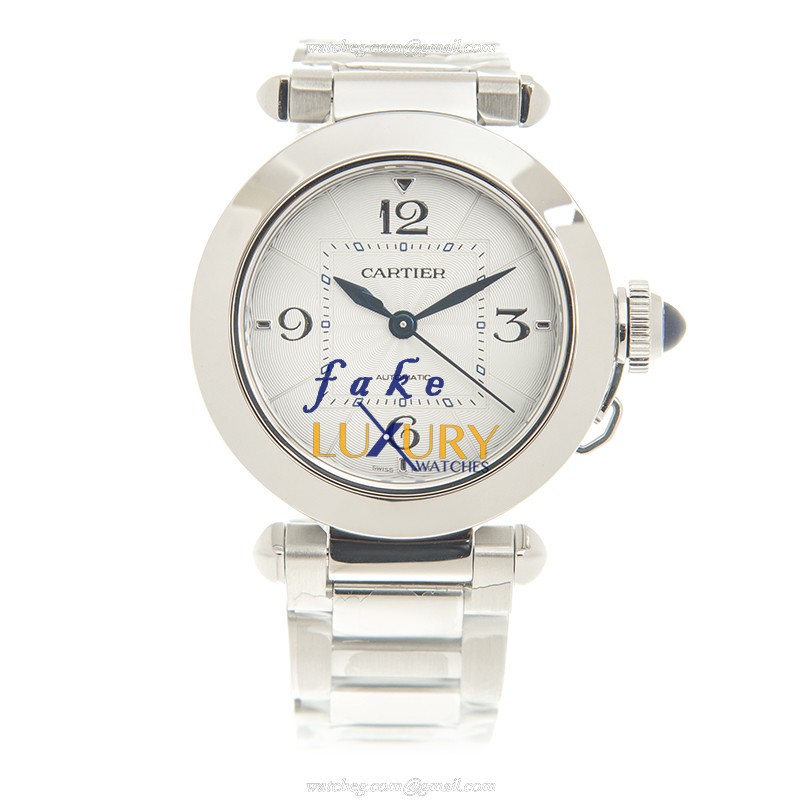 Cartier WSPA0013 Pasha de Cartier Replica Watch, 35mm Automatic, Silver Dial, Steel Bracelet - Image 2