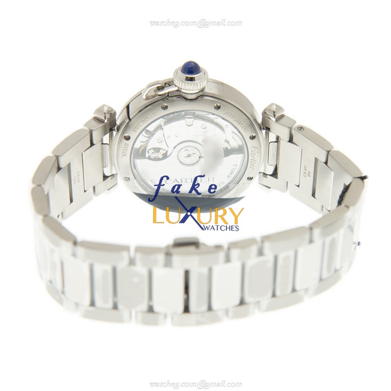 Cartier WSPA0013 Pasha de Cartier Replica Watch, 35mm Automatic, Silver Dial, Steel Bracelet - Image 4