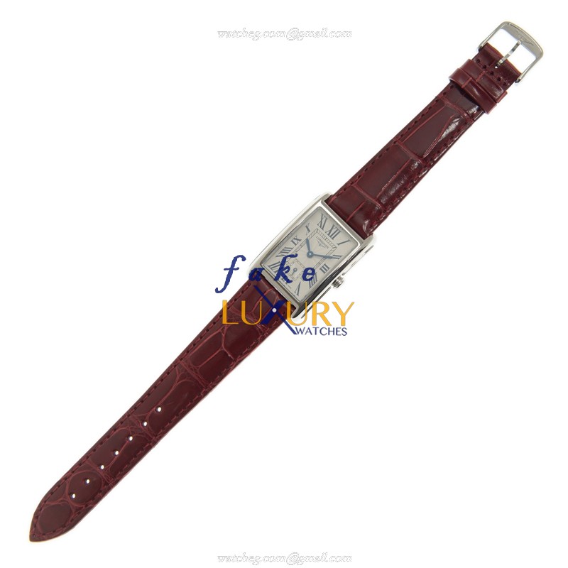 Longines L5.512.4.71.5 Dolce Vita Replica Watch, Quartz Movement, Silver Dial, Red Leather Strap - Image 2