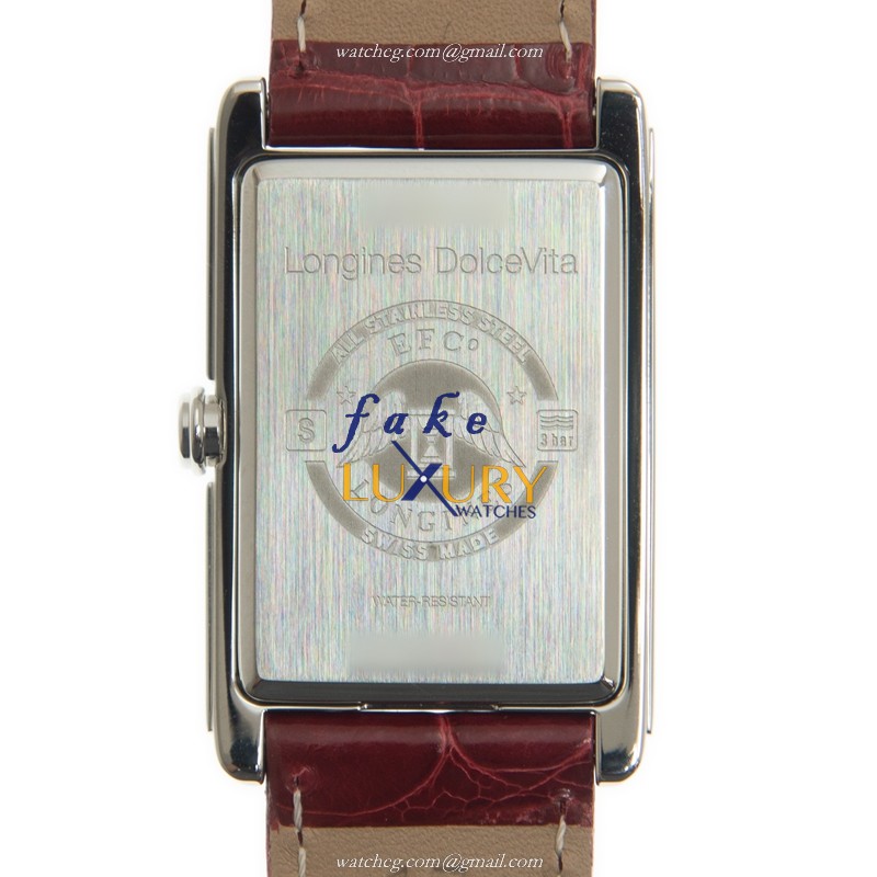 Longines L5.512.4.71.5 Dolce Vita Replica Watch, Quartz Movement, Silver Dial, Red Leather Strap - Image 3