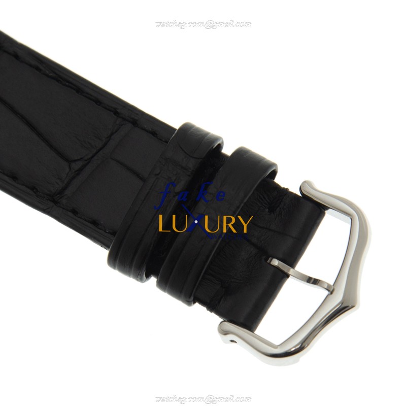 Cartier W2SA0017 Santos Replica Watch Manual Wind 18kt Rose Gold Silver Dial Black Alligator Strap - Image 4