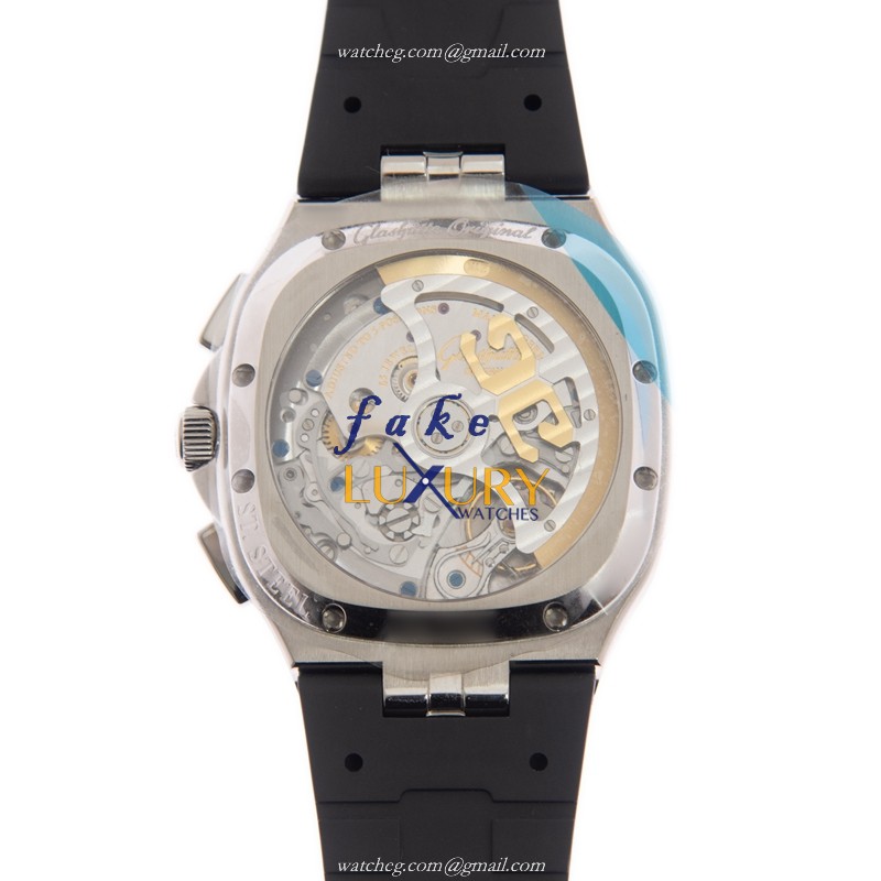 Glashutte 1-37-02-02-02-33 Replica Watch, Automatic, Silver Dial, Steel Case, Rubber Strap - Image 3