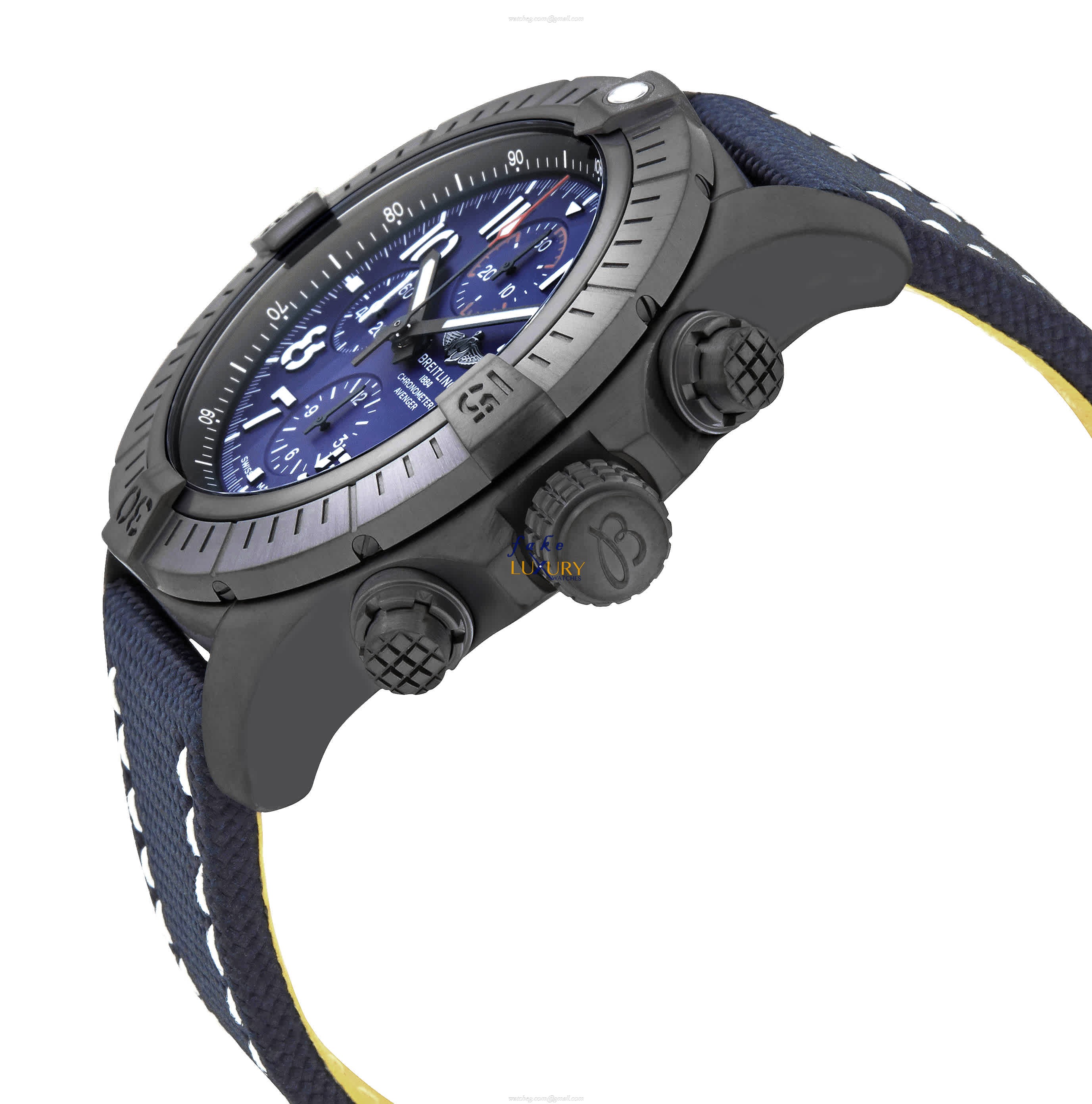 Breitling V13375101C1X1 Super Avenger Replica Watch, Blue Dial, Titanium Case, Automatic - Image 2