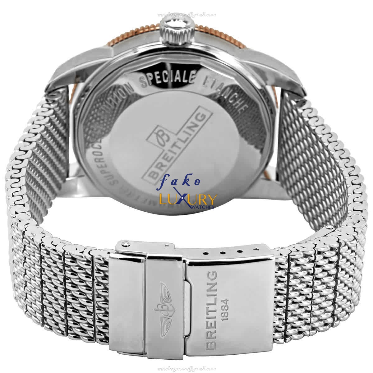 Breitling UB2010161C1A1 Superocean Heritage Replica Watch, Blue Dial, Steel Bracelet - Image 3