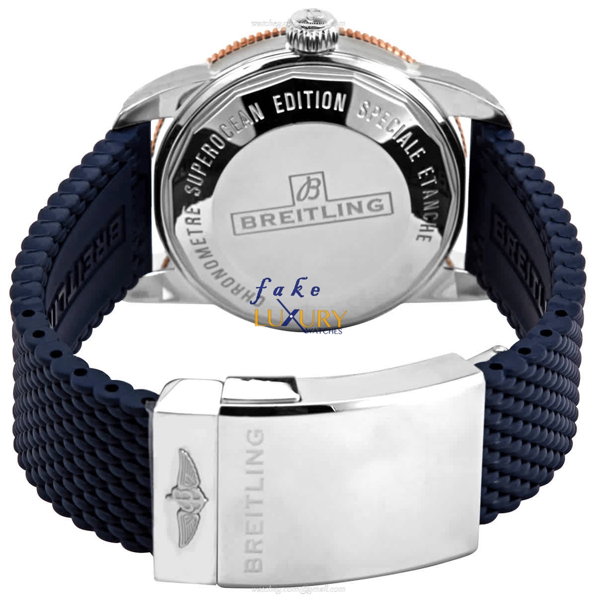 Breitling UB2010161C1S1 Superocean Heritage Replica Watch, Blue Dial, Steel Case, Rubber Strap - Image 3