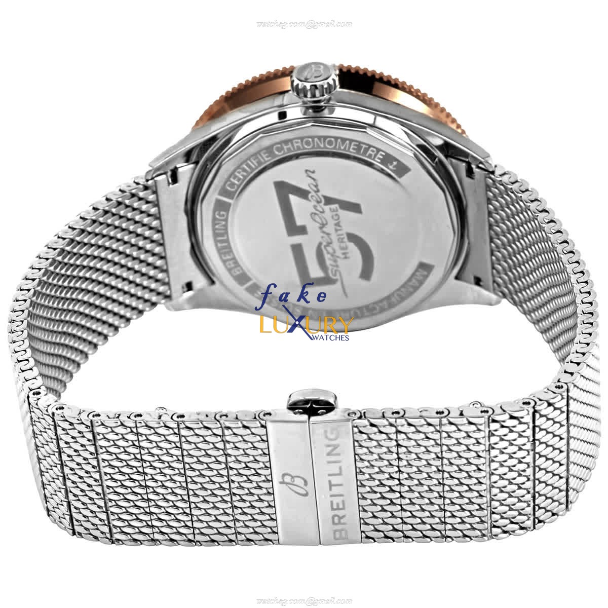 Breitling U10370121B1A1 Superocean Heritage Replica Watch, Automatic, Black Dial, Rose Gold & Steel - Image 3
