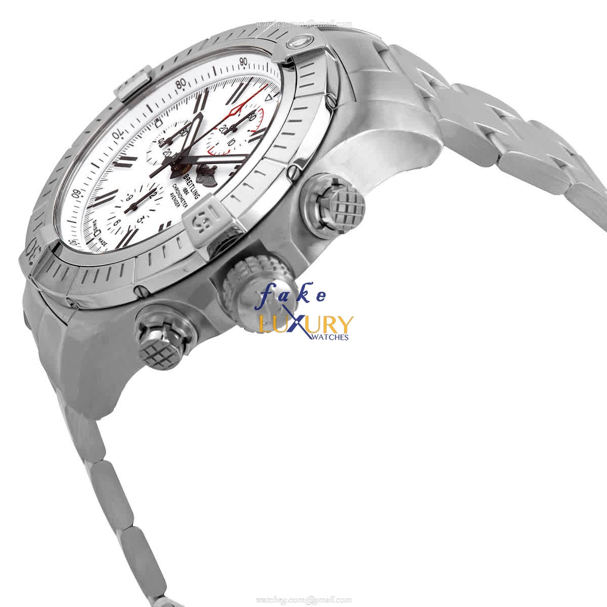 Breitling A133751A1A1A1 Super Avenger Chronograph 48 Replica Watch, White Dial, Steel Bracelet - Image 2