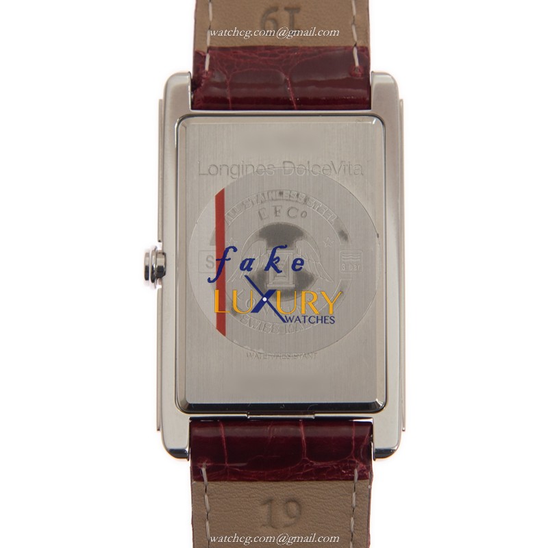 Longines L5.755.4.71.5 Dolce Vita Replica Watch, Quartz Movement, White Dial, Red Leather Strap - Image 3