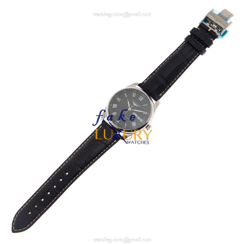 Longines L2.910.4.51.7 MASTER Replica Watch, Black Dial, Steel Case, Alligator Strap, Automatic - Image 2