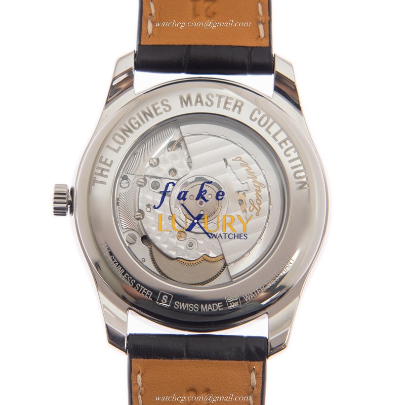 Longines L2.910.4.51.7 MASTER Replica Watch, Black Dial, Steel Case, Alligator Strap, Automatic - Image 3