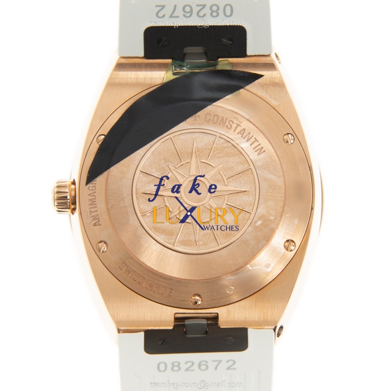 Vacheron Constantin 1205V/000R-B592 Overseas Quartz 33mm Rose Gold Diamonds Silver Dial Replica - Image 3