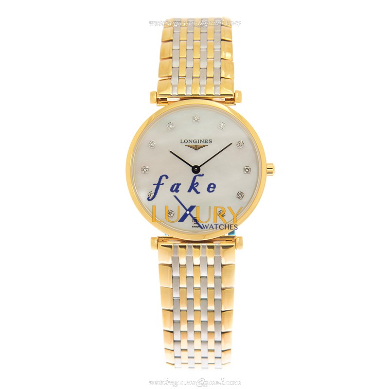 L4.512.2.87.7 - Longines La Grande Replica Watch - Quartz White Mother of Pearl Dial Gold Steel - Image 2