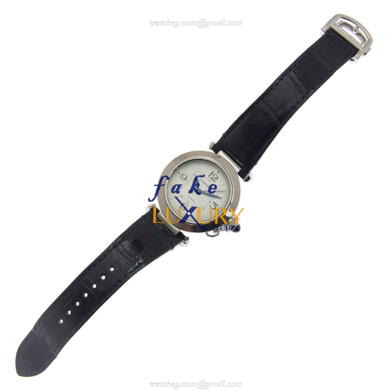 Cartier PASHA DE CARTIER WSPA0012 Automatic Swiss Steel Dial Black Alligator Strap Replica Watch - Image 2