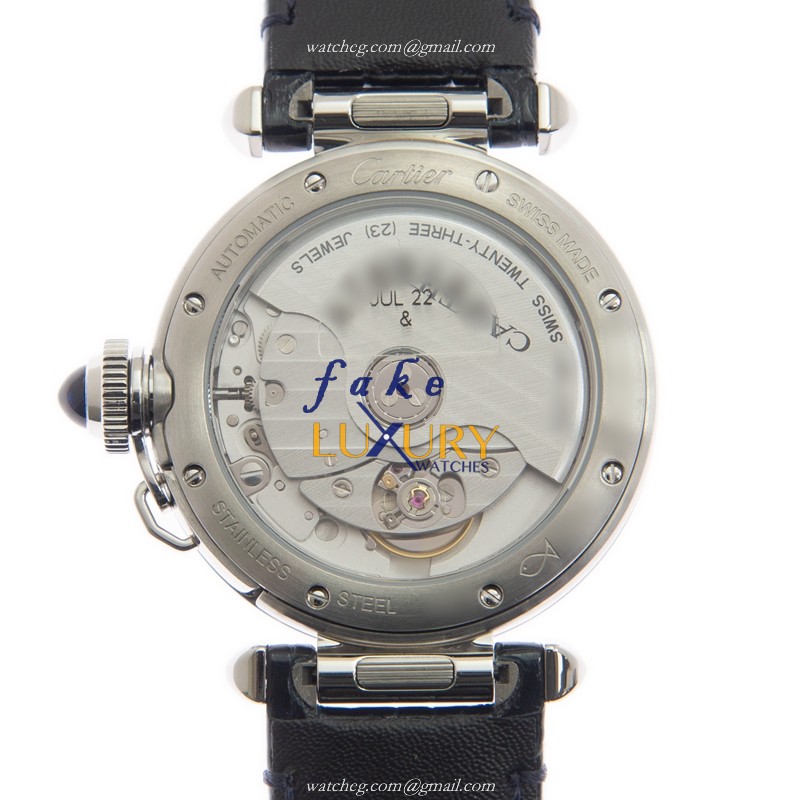 Cartier PASHA DE CARTIER WSPA0012 Automatic Swiss Steel Dial Black Alligator Strap Replica Watch - Image 3