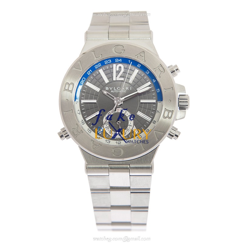 Bulgari DG40C14SSDGMT Diagono Replica Watch, Automatic, Gray Dial, Steel Case - Image 2