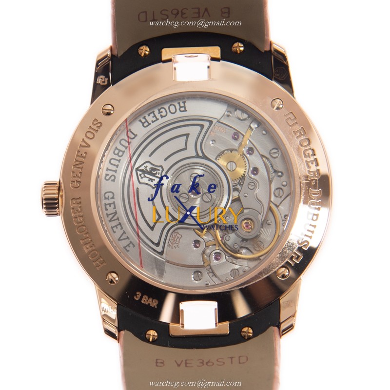 Roger Dubuis RDDBVE0033 Replica Watch, Automatic, 36mm Rose Gold Case, White Dial, Pink Leather - Image 3