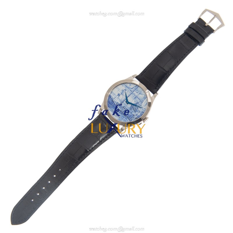 Patek Philippe 5089G-060 Replica Watch, Blue Dial, 18kt White Gold Case, Alligator Strap - Image 2