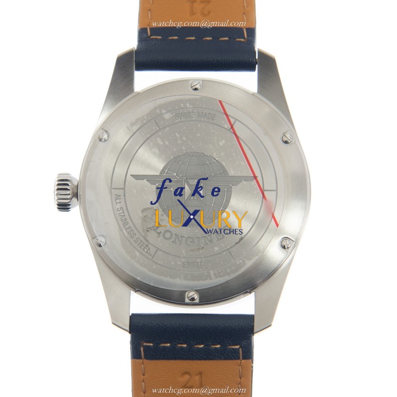 Longines Spirit L3.810.4.93.0 Automatic Stainless Steel Dark Blue Dial Leather Replica Watch - Image 3
