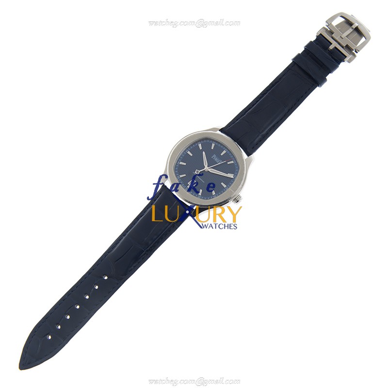 Piaget G0A43001 POLO Automatic Replica Watch Blue Dial Steel Case Alligator Strap - Image 2