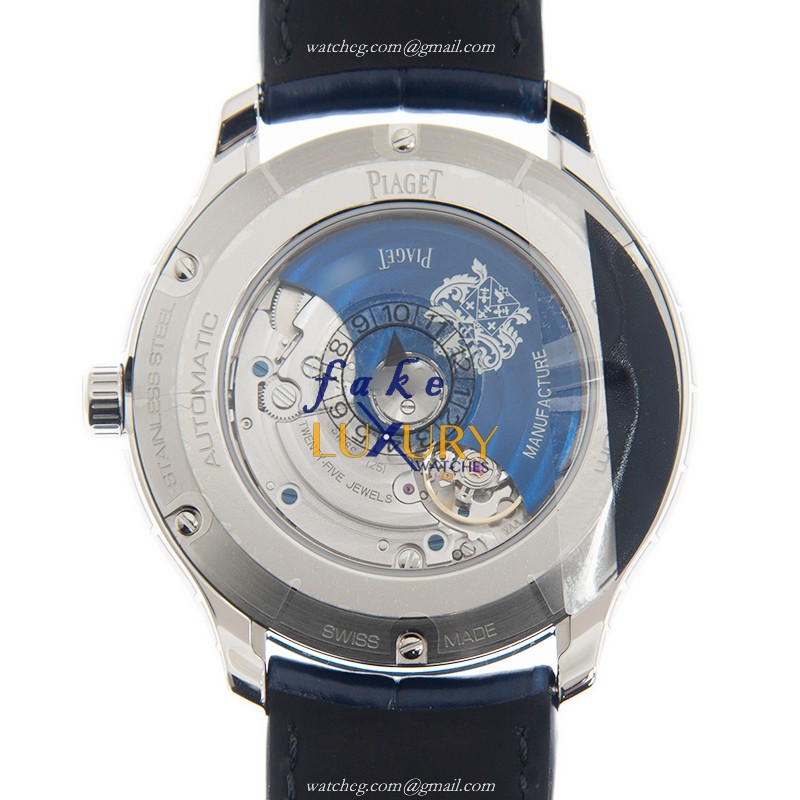 Piaget G0A43001 POLO Automatic Replica Watch Blue Dial Steel Case Alligator Strap - Image 3